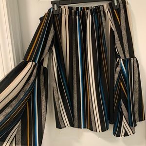 Striped Off The Shoulder Top w/ Bell Sleeves